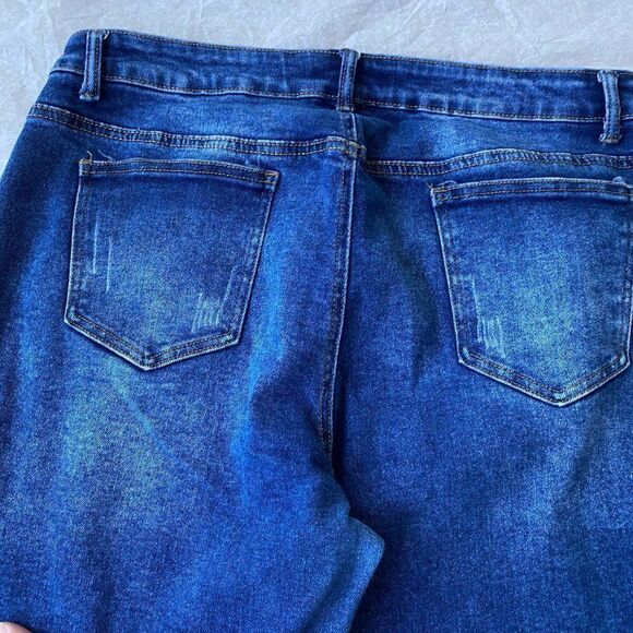 Blue Saavy Womens Blue Denim Dark Washed Ankle Length Jeans SZ 22 - Picture 4 of 12